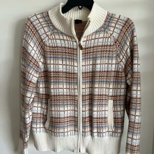 Talbots Cream and Brown Sweater Jacket